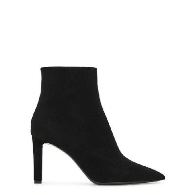 Shop Saint Laurent Kate 85 Black Suede Ankle Boots