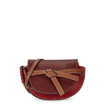Shop Loewe Gate Mini Leather Saddle Bag In Red And Other