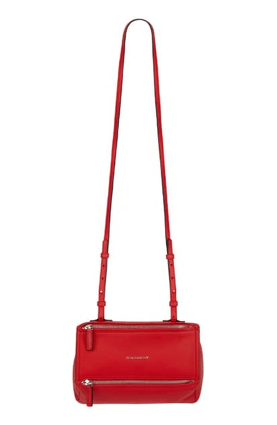 Shop Givenchy Mini Pandora Sugar Leather Shoulder Bag In Red