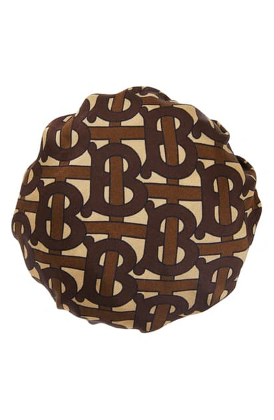 Shop Burberry Tb Monogram Print Silk Chignon Cover In Brown