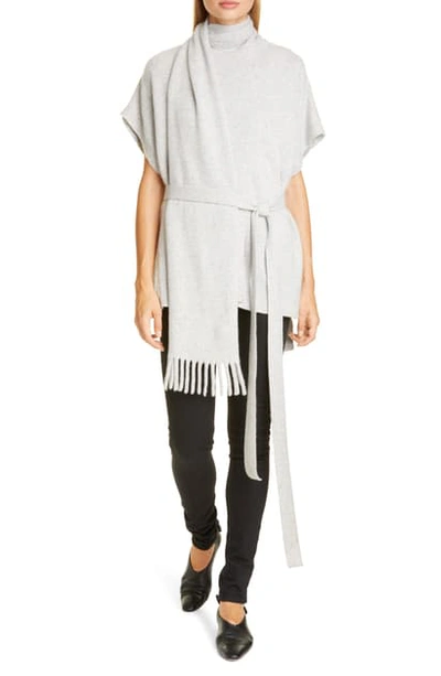Shop Proenza Schouler Short Sleeve Cashmere Scarf Sweater In Light Grey Melange