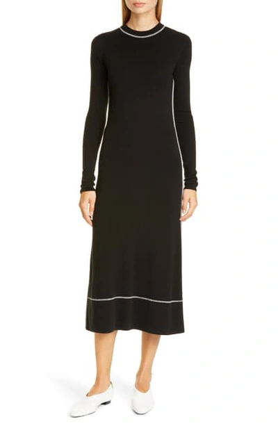 Shop Proenza Schouler Silk Blend Long Sleeve Midi Dress In Black