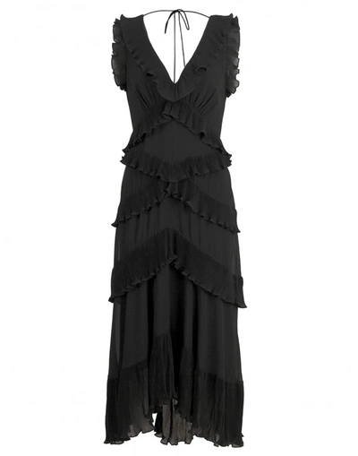 Shop Zimmermann Super Eight Frilled Midi Dress In Black