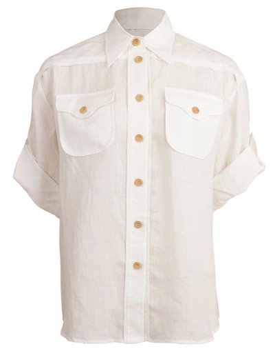 Shop Zimmermann Super Eight Safari Shirt In Ivory