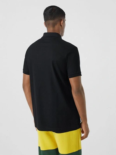 Shop Burberry Logo Graphic Cotton Piqué Oversized Polo Shirt In Black