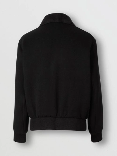 Shop Burberry Detachable Knit Collar Wool Cashmere Bomber Jacket In Black