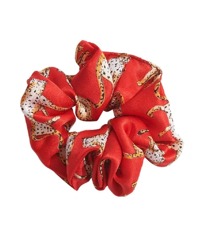 Shop Le Pow Pow Cheetah Mask & Scrunchy Set In Red