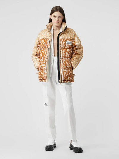 Shop Burberry Deer Print Econyl® Puffer Jacket In Honey