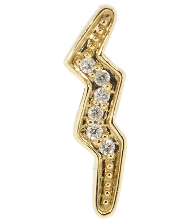 Shop Andrea Fohrman Diamond Lightning Bolt Single Stud In Ylwgold