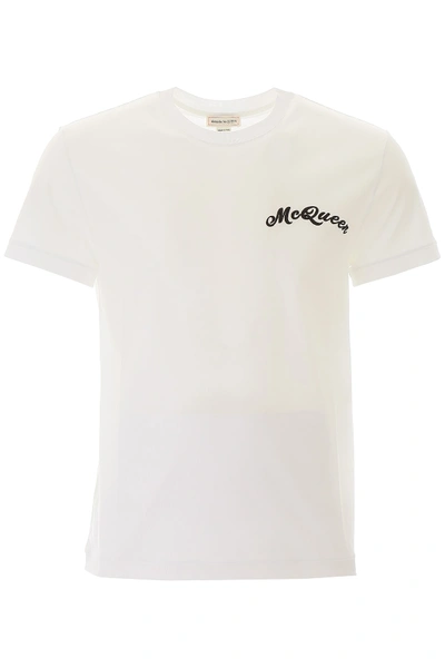 Shop Alexander Mcqueen T-shirt With Embroidered Logo In White (white)