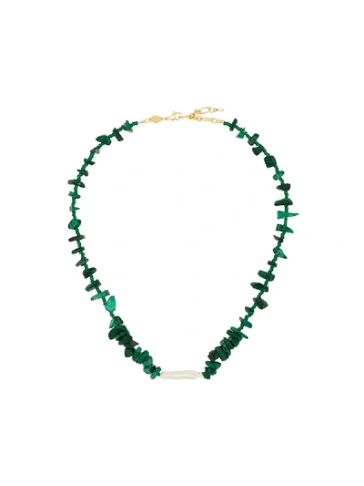 Shop Anni Lu 18kt Gold-plated Ines Malachite Necklace In Green