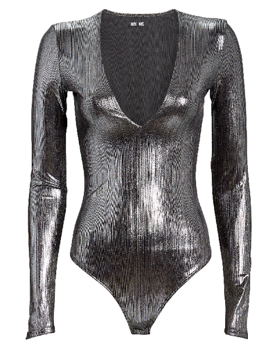 Shop Alix Nyc Irving Lamé Bodysuit In Silver