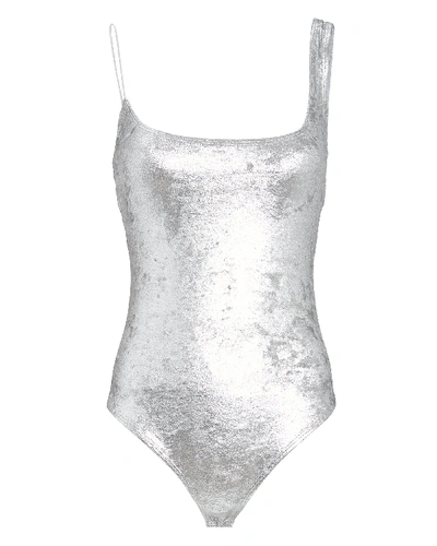 Shop Alix Nyc Gracie Ultra Suede Glitter Bodysuit In Silver