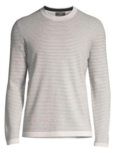 Shop Theory Men's Ollis Striped Crewneck Sweater In Feldspar Eclipse