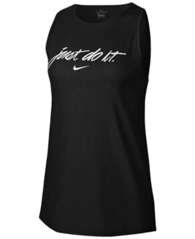 Shop Nike Women's Dri-fit Just Do It Training Tank Top In Black/white