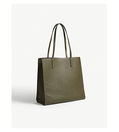 Shop Marc Jacobs The Grind Leather Tote In Lichen