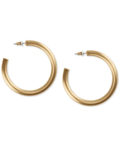 Shop Lucky Brand Medium Tubular Hoop Earrings 2" In Gold