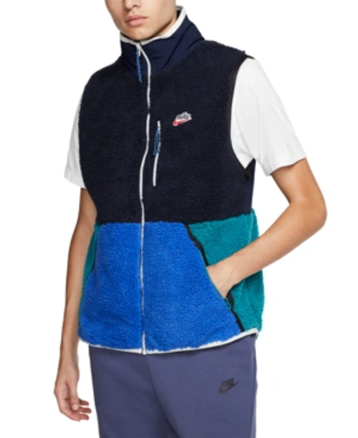 Shop Nike Men's Sportswear Colorblocked Fleece Vest In Obsidn/gam