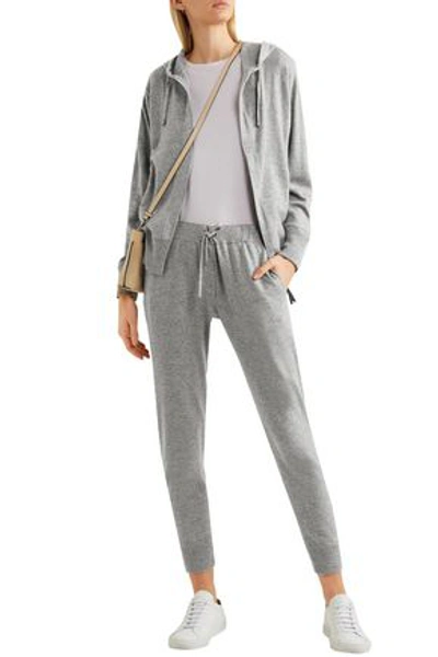 Shop Brunello Cucinelli Woman Cropped Cashmere Track Pants Gray