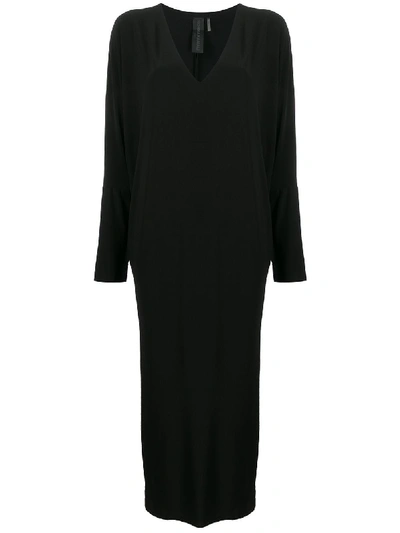 Shop Norma Kamali V Neck Long Dress In Black