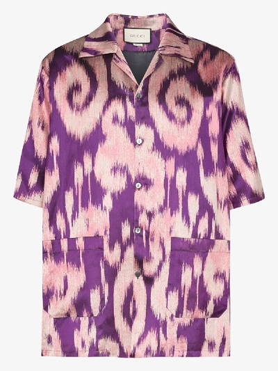 Shop Gucci Swirl Print Bowling Shirt In Purple