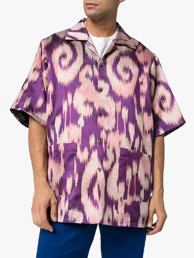 Shop Gucci Swirl Print Bowling Shirt In Purple