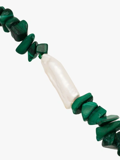 Shop Anni Lu 18k Gold-plated Ines Malachite Necklace In Green