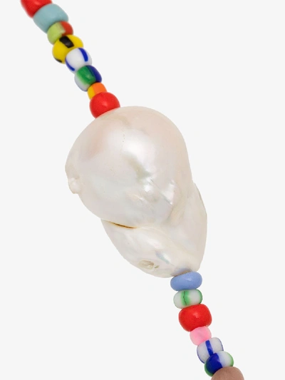 Shop Anni Lu 18k Gold-plated Alaia Rainbow Beaded Pearl Necklace In Mix