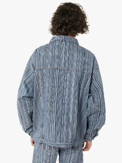 Shop Ahluwalia Studio Oversized Striped Denim Jacket In Blue