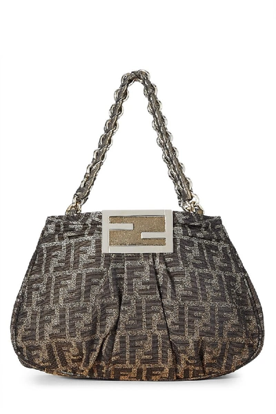 Pre-owned Fendi Gold Zucca Canvas Mia Small