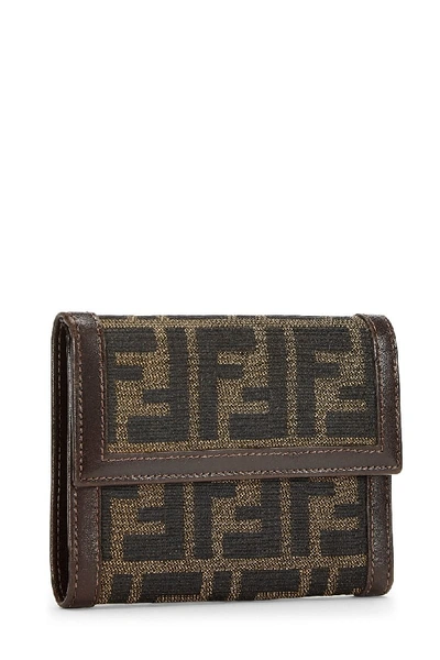 Pre-owned Fendi Brown Zucca Canvas Compact Wallet