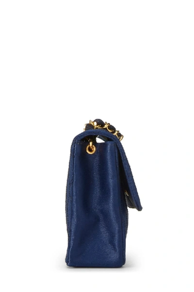 Pre-owned Chanel Navy Satin Half Flap Mini