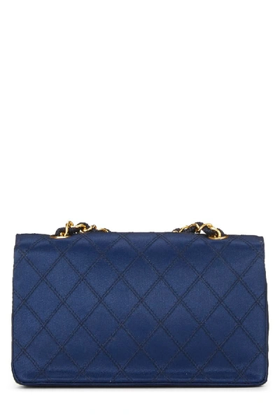 Pre-owned Chanel Navy Satin Half Flap Mini