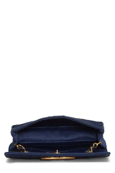 Pre-owned Chanel Navy Satin Half Flap Mini