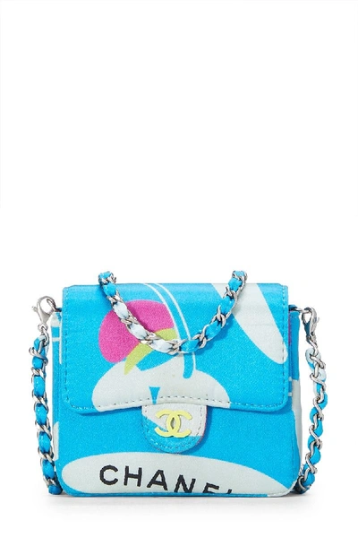 Pre-owned Chanel Blue & Multicolor Satin Belt Bag Mini