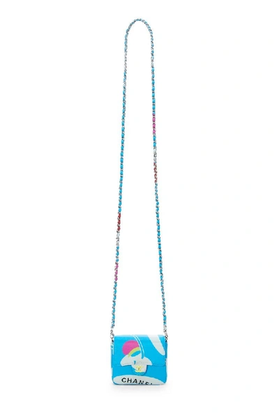 Pre-owned Chanel Blue & Multicolor Satin Belt Bag Mini