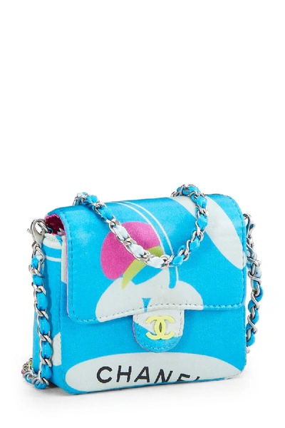 Pre-owned Chanel Blue & Multicolor Satin Belt Bag Mini