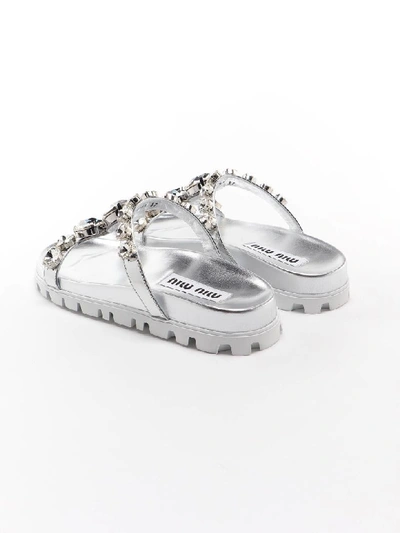 Shop Miu Miu Sandal Metal In Argento