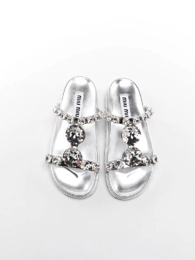 Shop Miu Miu Sandal Metal In Argento