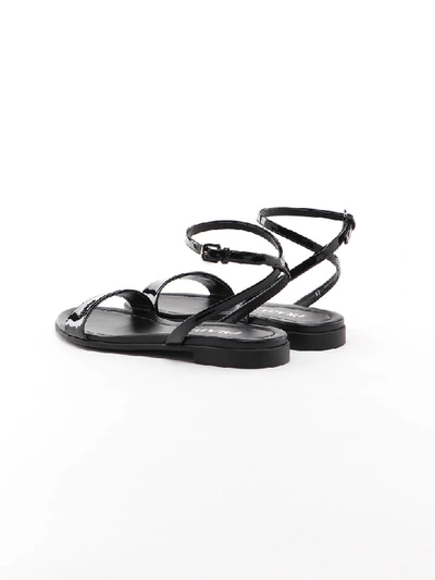 Shop Prada Patent Flat Sandal In Nero