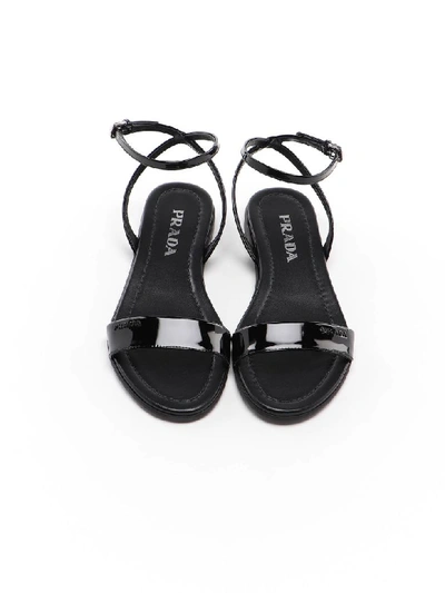 Shop Prada Patent Flat Sandal In Nero