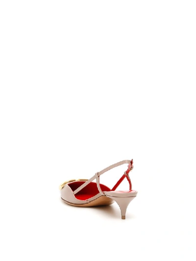 Shop Valentino Vlogo Buckle Slingbacks In Poudre (beige)