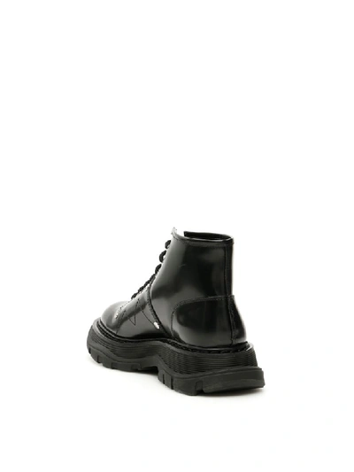 Shop Alexander Mcqueen Boots With Seams In Black Silver (black)