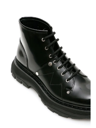 Shop Alexander Mcqueen Boots With Seams In Black Silver (black)