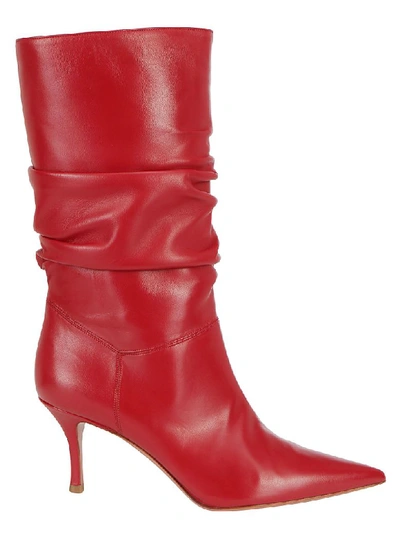 Shop Amina Muaddi Boots In Red