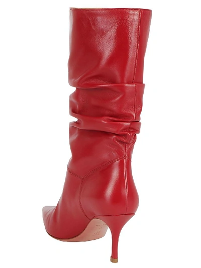 Shop Amina Muaddi Boots In Red