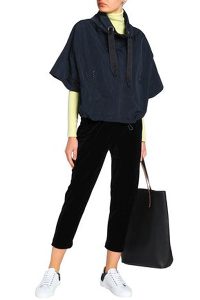 Shop Brunello Cucinelli Woman Cropped Velvet Track Pants Black