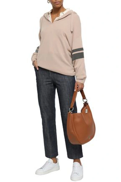 Shop Brunello Cucinelli Bead-embellished Cashmere Hooded Sweater In Neutral