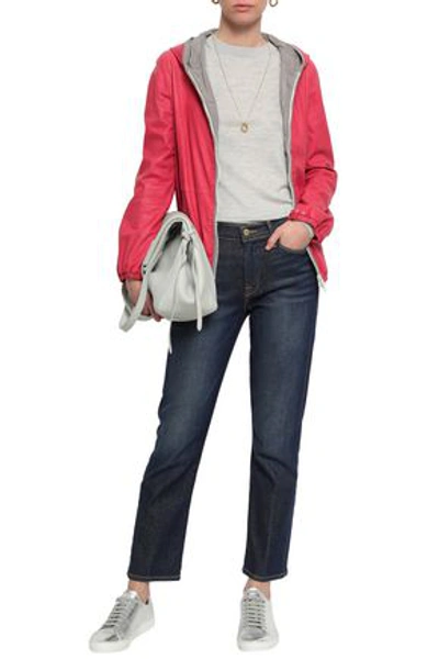 Shop Brunello Cucinelli Bead-embellished Leather Hooded Jacket In Red