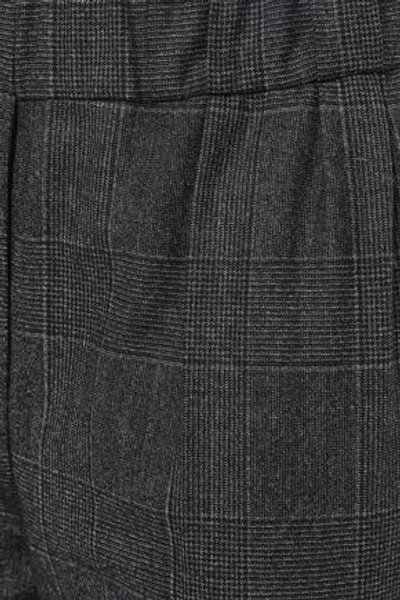 Shop Brunello Cucinelli Cropped Prince Of Wales Checked Wool Tapered Pants In Anthracite